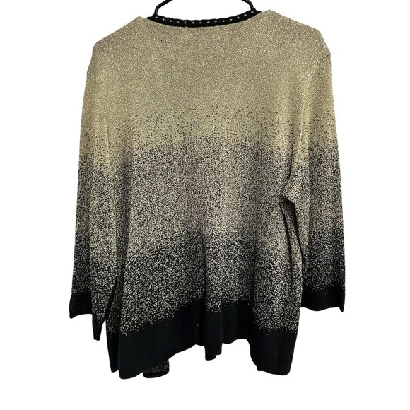 Alfred Dunner Metallic Studded Twinset Sweater Top Ensemble Black Gold Sz XL - Picture 2 of 9